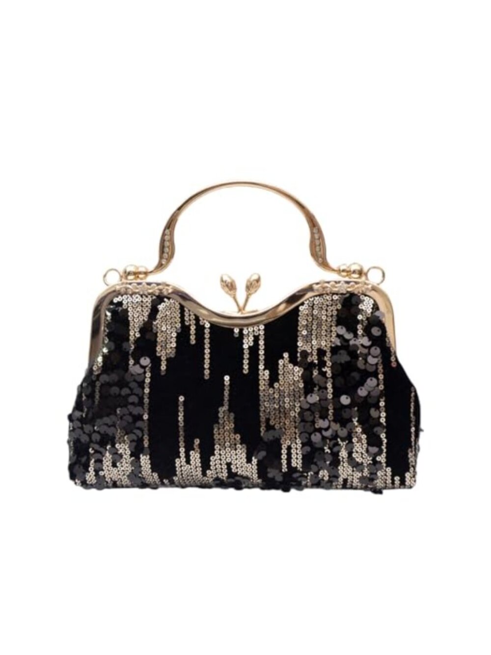 Sequined Velvet Evening Clutch Vintage Flower Cocktail Purse Wedding Formal